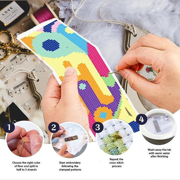 INFUNLY 6pcs Abstract Art DIY Cross Stitch Bookmark Kits - Image 4