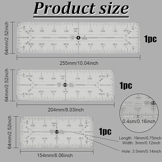 BENECREAT 3Pcs 3 Sizes Acrylic Quilting Template Ruler, Pocket Pattern Template - Image 2