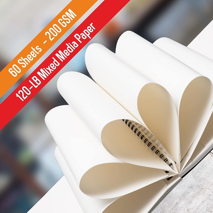 Mixed Media Sketchbook 8.11” x 8.5” | Spiral Bound Sketch Pad - Image 5