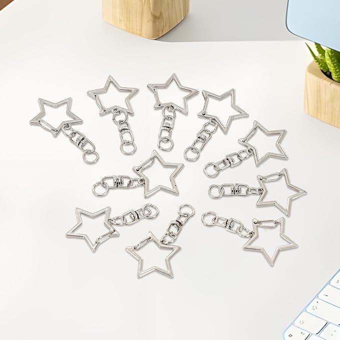 100 Pieces Star Keychain Clasp, Star Keychains, Metal Swivel Clasp Keychain Clip - Image 5