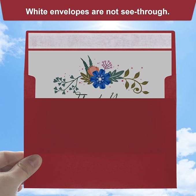 50 Packs Wine Red 5x7 Envelopes 5x7, Deep Red Color A7 Envelopes, Burgundy - Image 4
