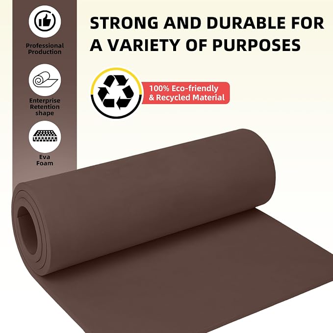Do²ping Brown Eva Foam Sheets Roll, 10mm EVA Craft Foam 39''x13.9'' High - Image 4