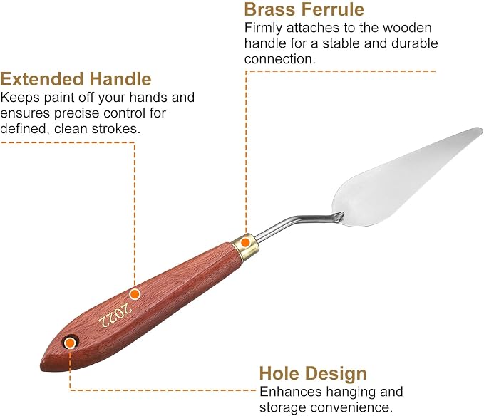 HARFINGTON Palette Knife Painting Tool 3.23" x 1.14" Stainless Steel Teardrop - Image 5