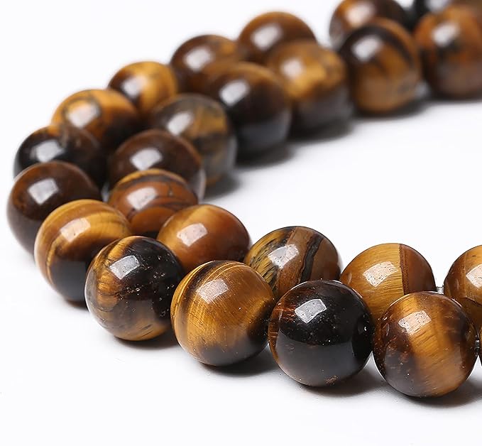 Natural Yellow Tiger Eye Stone Beads Semi Gemstone Round Loose Beads - Image 3