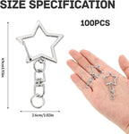 100 Pieces Star Keychain Clasp, Star Keychains, Metal Swivel Clasp Keychain Clip - Image 2