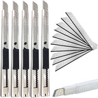 9mm Snap Off Utility Knife 5 Pack High Hardness Retractable Box Cutters by WEKOIL