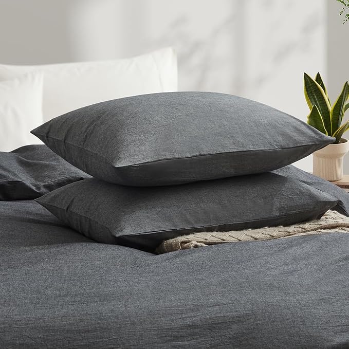 LOVQUE 100% Washed Cotton Duvet Cover King Size, 104x90 Inches - Image 3