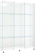 FLYMUHJIA Curio Cabinets with Glass Doors Modern Glass Shelves Tempered Glass by FLYMUHJIA