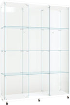FLYMUHJIA Curio Cabinets with Glass Doors Modern Glass Shelves Tempered Glass by FLYMUHJIA