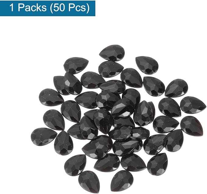 MECCANIXITY 50PCS Flat Back Acrylic Teardrop Gems 10x14mm Artificial Rhinestones - Image 3