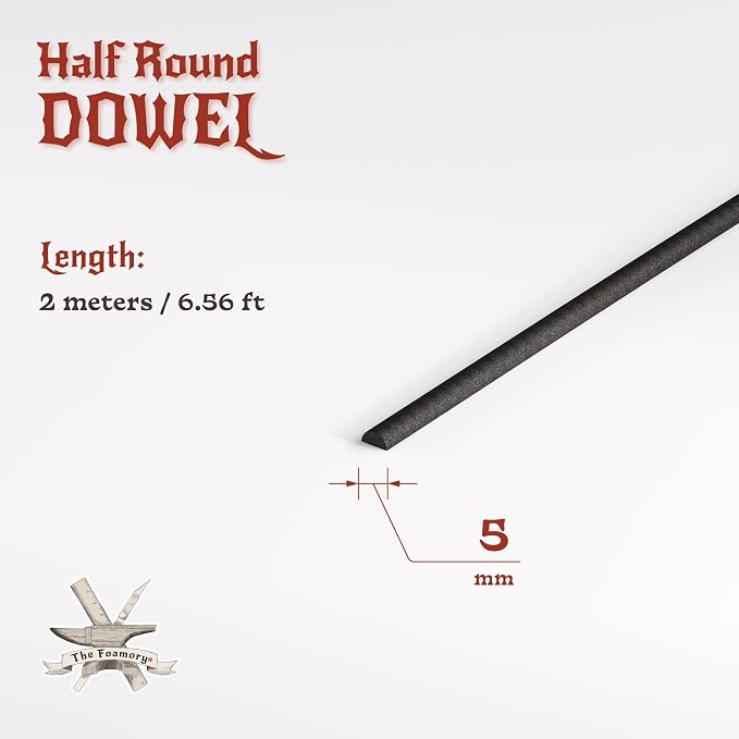 The Foamory's No Waste Half Round EVA Foam Dowel. 5mm x 2M Length. High-Density - Image 2