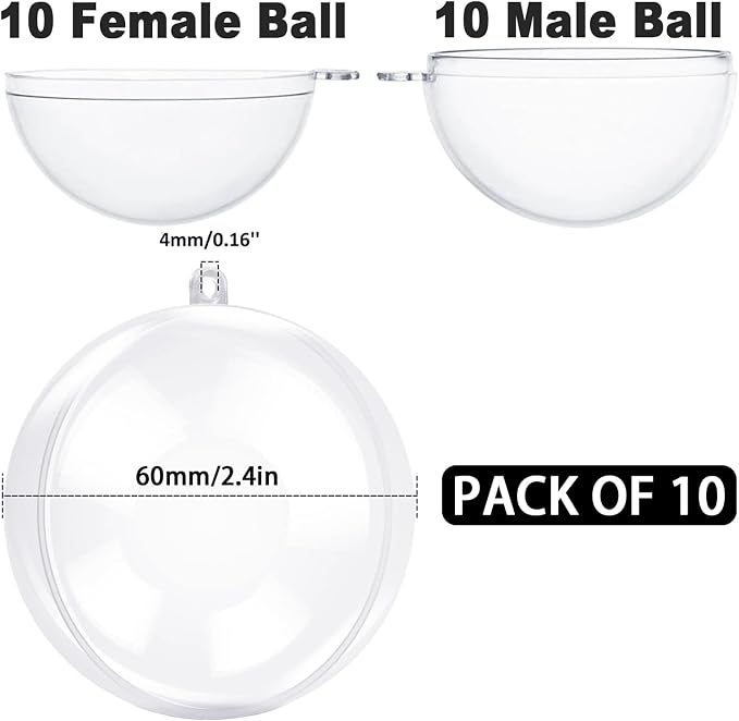 Jishi 10pk Clear Plastic Christmas Ornaments - Image 2