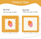 5x5 Picture Frame with Wavy Mat, Wooden Real Glass 5 x 5 Photo Frame - Image 2