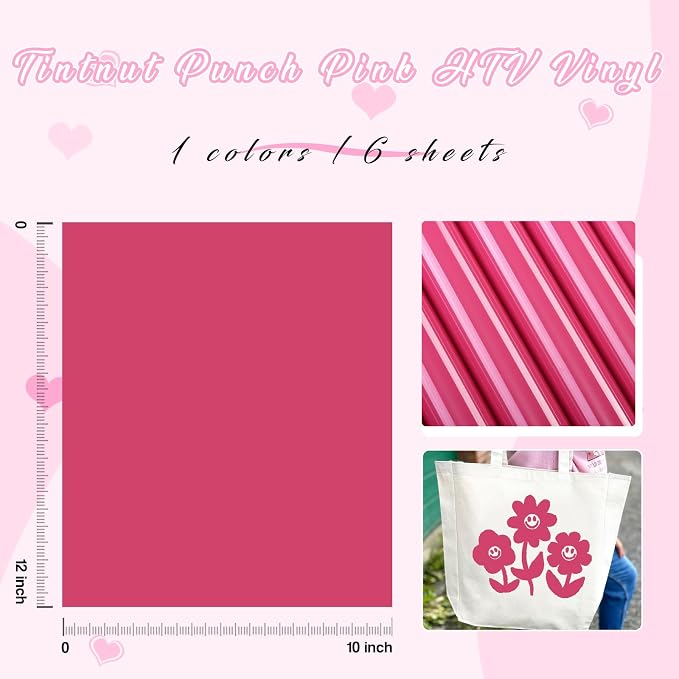 Tintnut Punch Pink Heat Transfer Vinyl, easy cut & weed, stretch washable - Image 2