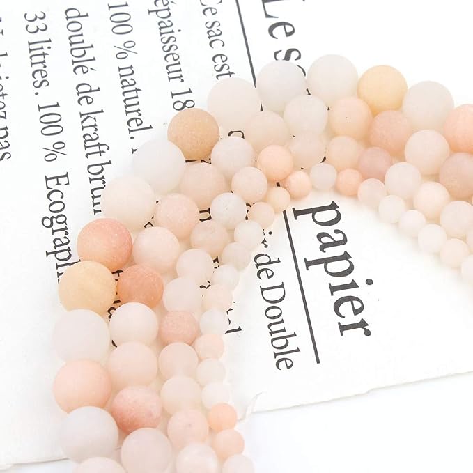 48pcs Natural Matte Light Pink Aventurine Gemstone Beads，8mm Frosted Round - Image 7