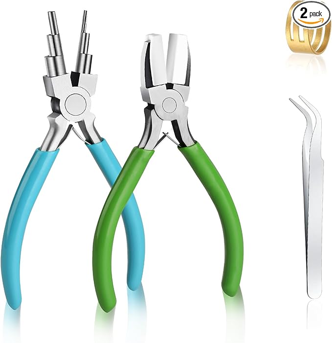 2 Pieces 6 in 1 Jewelry Pliers Jewelry Making Tool Bail Making Pliers bending by MUZHUPGUZ