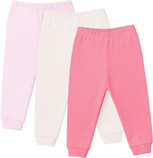 Baby Toddler Joggers Soft Pants for Boys and Girls, 0–24 Months, 2T–4T (3-Pack)