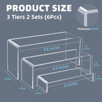 Goabroa 6 Pcs 8'' Clear Cupcake Display Risers, 3 Tiers Rectangular Risers - Image 3