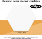 Veroave 400 Count Hexagon Paper Piecing, Paper Piecing Templates, Quilting - Image 2