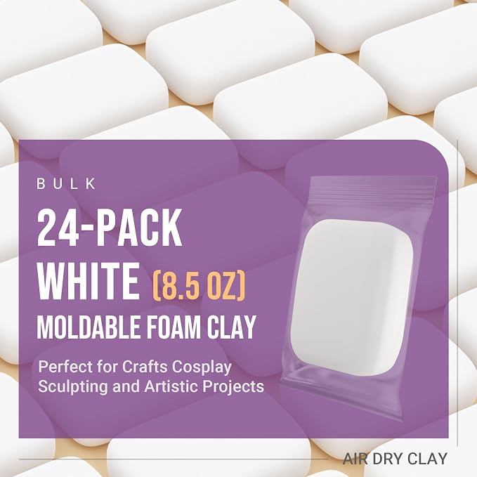 CALPALMY Air Dry Clay, Bulk 24-Pack White Moldable Foam Clay, Airdry Soft Clay - Image 2