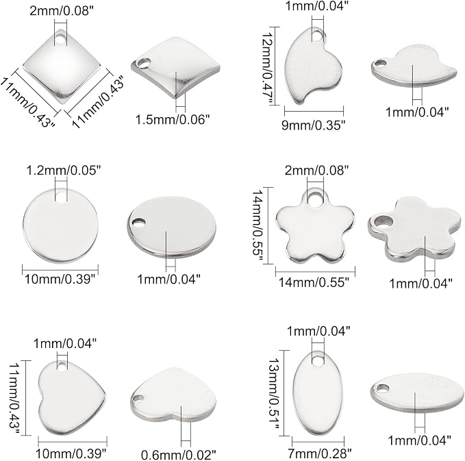 PandaHall Elite 120 Pcs 304 Stainless Steel Flat Blank Stamping Tag Pendants - Image 2