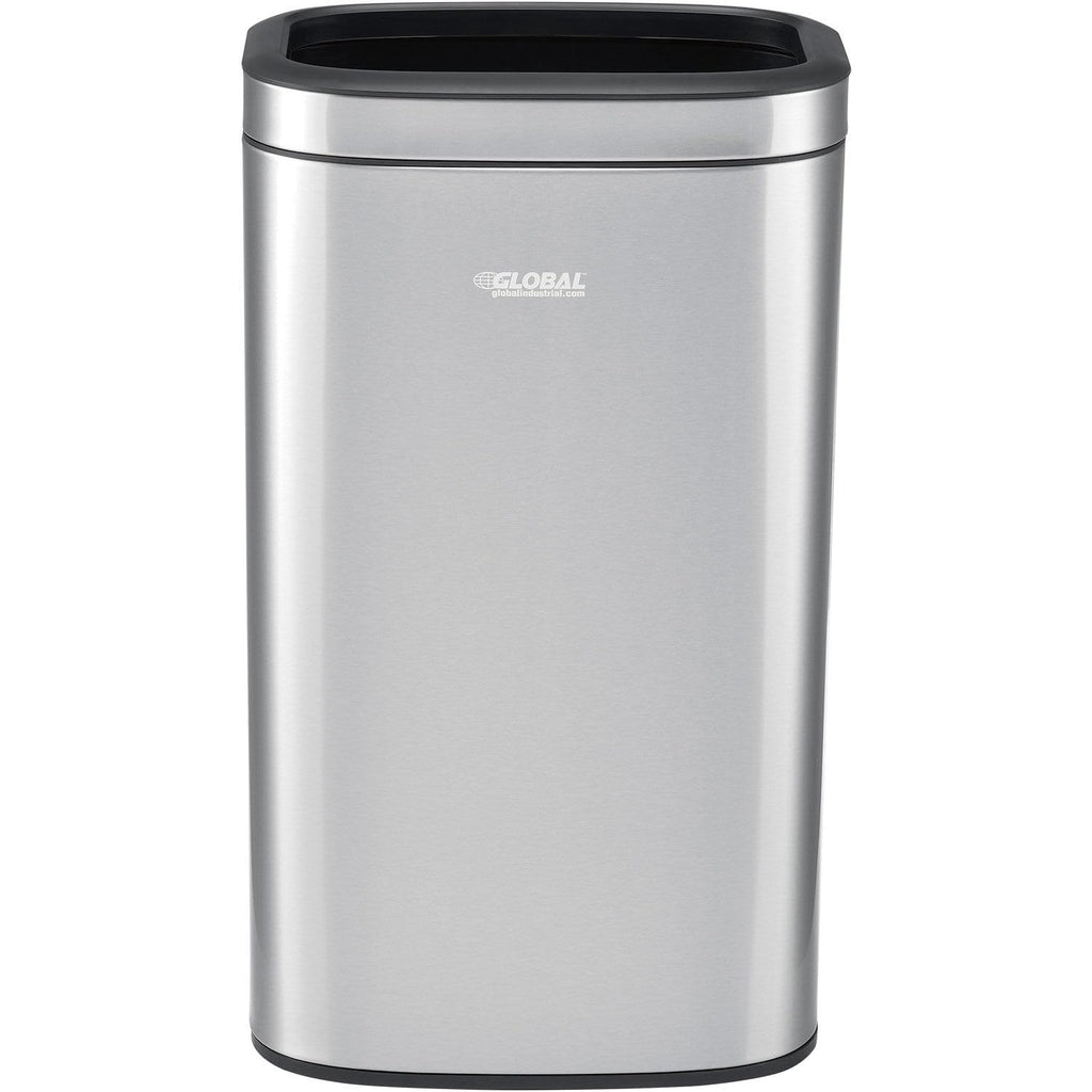 Global Industrial 8 Gallon Stainless Steel Slim Open Top Receptacle