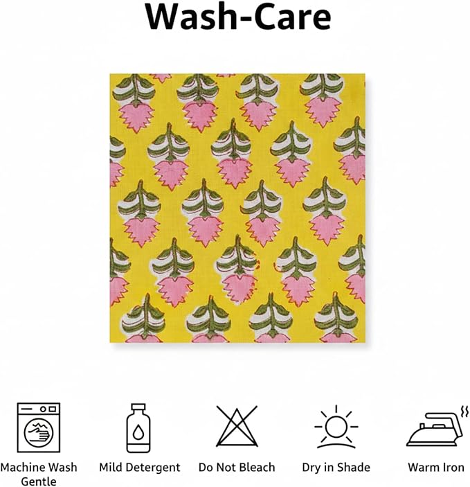 E-Tailor® Hand-Block Printed Pre-Cut Floral Cotton Fabric - Image 6