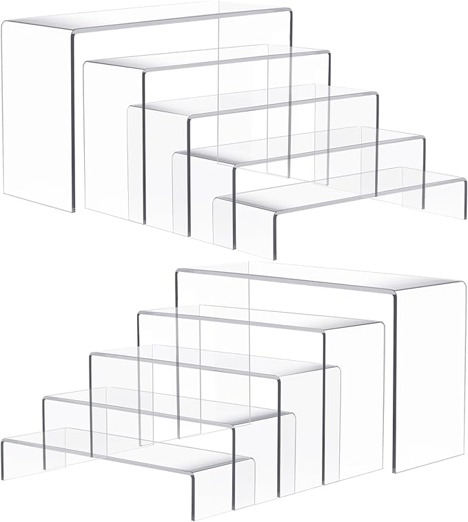 Anglelife 10 Pcs 2 Set 5 Size Large Acrylic Risers, Rectangular Clear Risers by Anglelife
