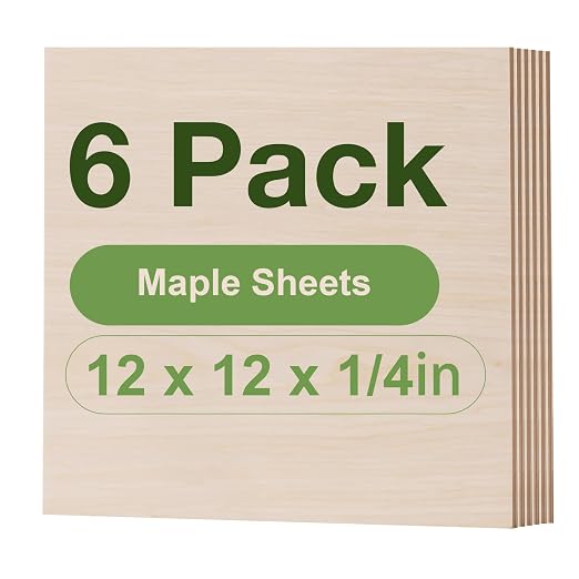 Rowood 6 Pack Maple Plywood 1/4, 6mm Wood Sheets Thin Unfinished Maple Plywood by RowoodAssembleArtDecorateLife