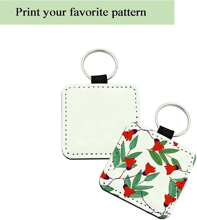 12 Pcs Sublimation Blank Keychains, PU Leather White Keychains Ornament Pendants - Image 3