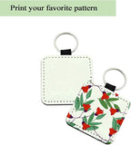 12 Pcs Sublimation Blank Keychains, PU Leather White Keychains Ornament Pendants - Image 3