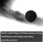 QMNNMA Wool Roving Bulk, 8.82oz Needle Felting Wool, Wool Roving Top-Black | - Image 3