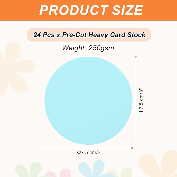 MECCANIXITY 24 Pcs Circle Card Stock, 3 Inch Round Cutouts Paper Thick - Image 2