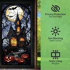 Haunted House Halloween Window Film 17.71x39.97 Inch Stained Glass Static Cling - Image 2