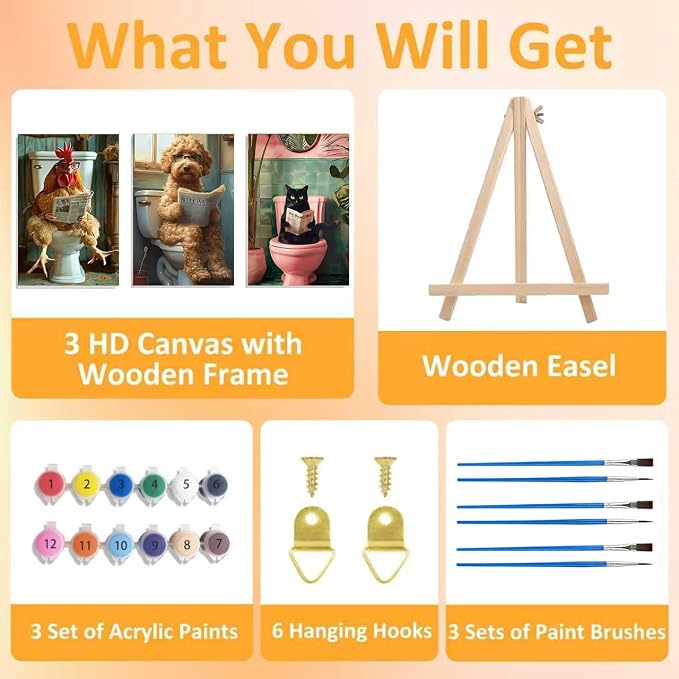 3 Pack Framed Paint by Numbers for Adult - Image 4