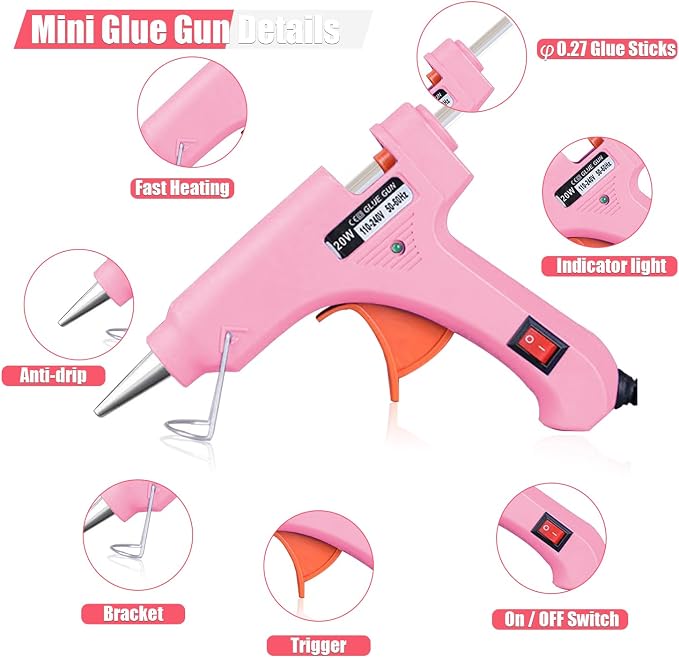 BLEDS 8 Pack Mini Hot Glue Guns, 50 Sticks Kit - Image 2