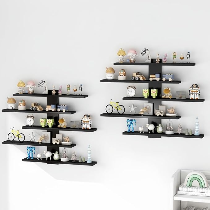5-Tier Floating Wall Mounted Shelves, Wall Display Storage Shelf - Image 2