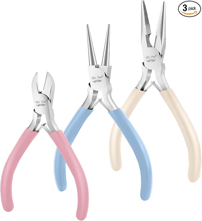 Mr. Pen- Pliers for Jewelry Making, 3 Pack, Chain Nose | Round Nose Pliers Set by MrPen