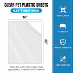 CALPALMY 10-Pack 16x20 Clear PET Plastic Sheets, 0.04" Thick Flexible - Image 2