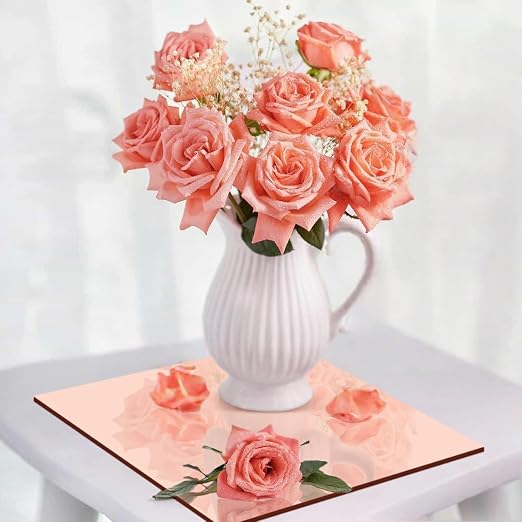 2 Pcs 12 x12 Inch Rose Acrylic Mirror Sheet, 1/8 Inch Thick Opaque Glossy Mirror - Image 2