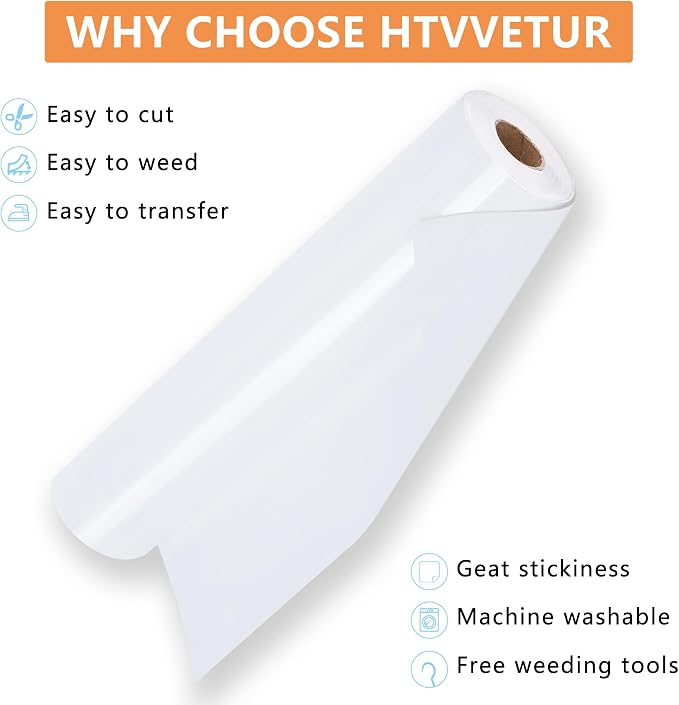 HTVVETUR White HTV Iron on Vinyl 12Inch by 35ft Heat Transfer Vinyl - Image 3