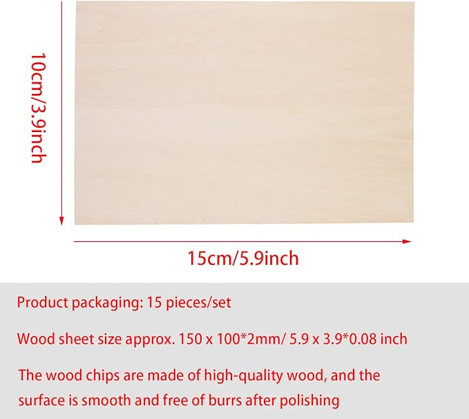 SIWUCHYE Unfinished Wood, 15 Pack Basswood Sheets - Image 2