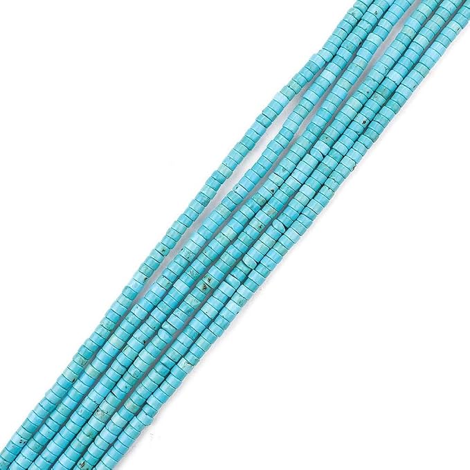 160pcs 4x2mm Blue Turquoise Heishi Disc Rondelle Spacer Natural Stone Semi by LIFAVOVY