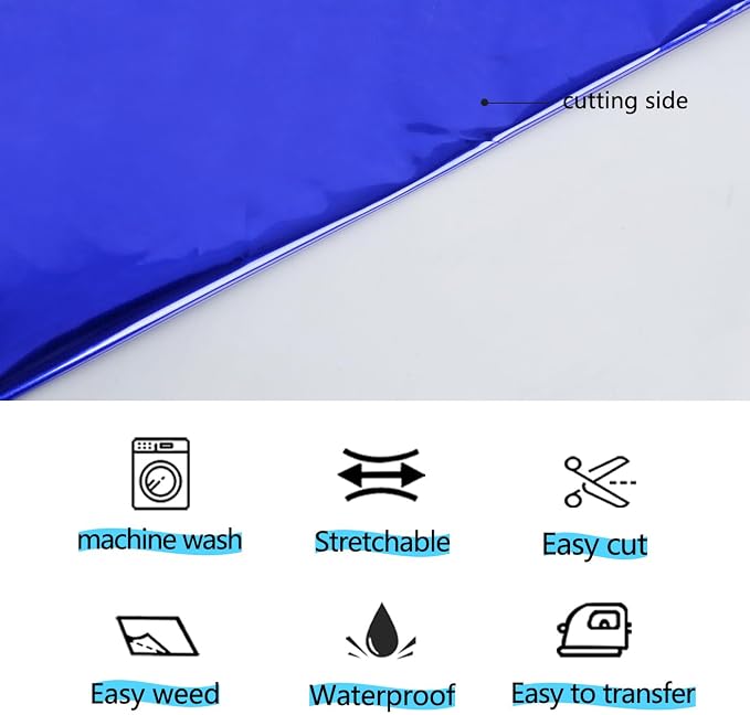 guangyintong Soft Metal Heat Transfer Vinyl Glossy Blue HTV Rolls, HTV Vinyl - Image 4