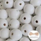 200Pcs White Large Wooden Beads - 16mm by SMANTA