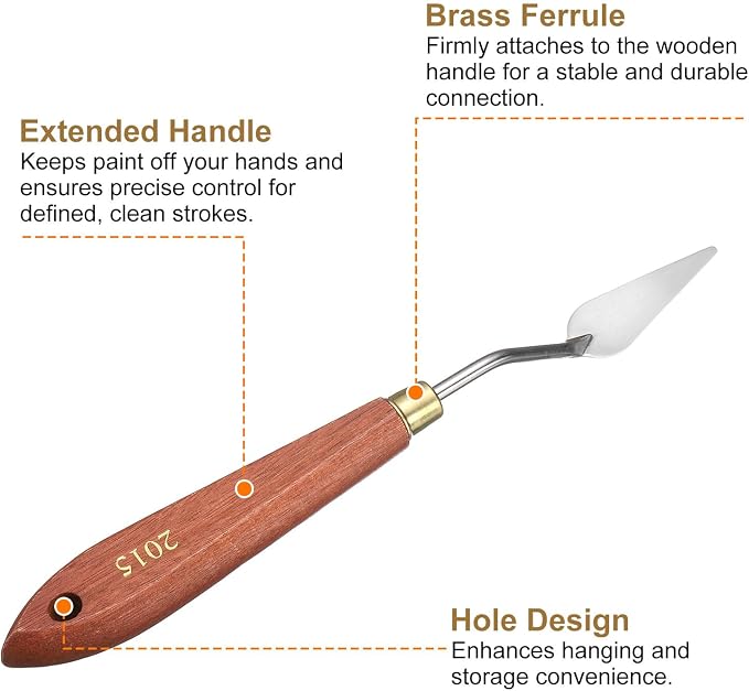 HARFINGTON Palette Knife Painting Tool 1.73" x 0.63" Stainless Steel Teardrop - Image 5