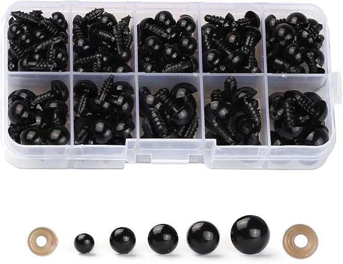 100PCS 6mm-12mm Solid Black Eyes by CCINEE