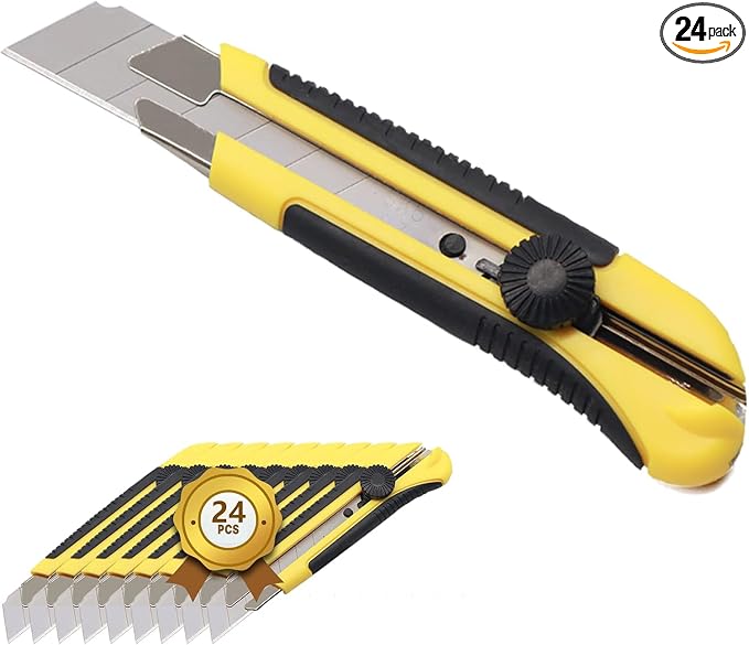 24 Pack Utility Knife, Retractable Box Cutter by scimaker