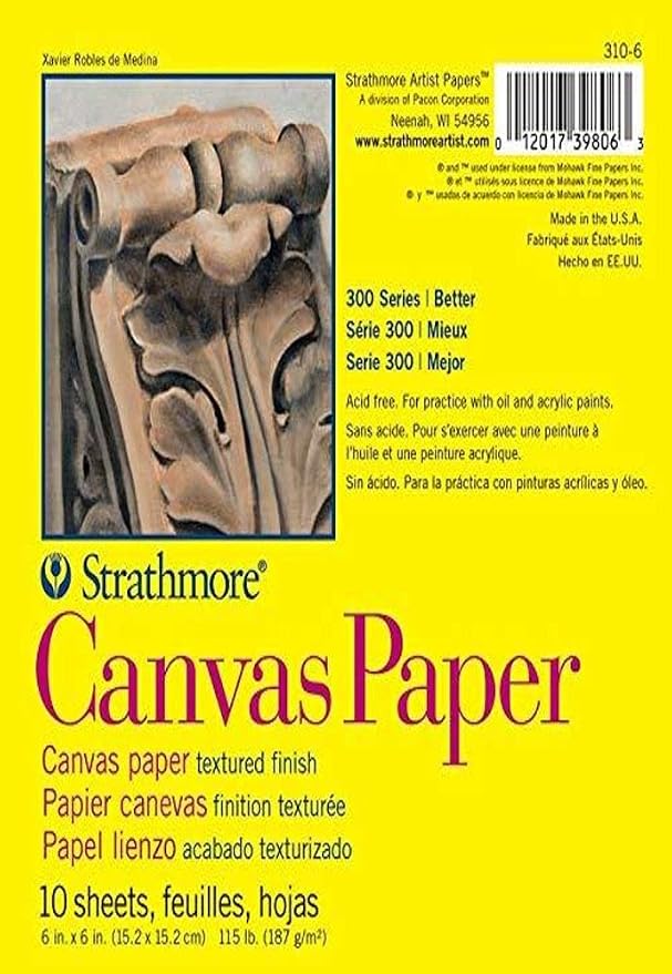 Strathmore 300 Series Canvas Paper Pad, Glue Bound, 6x6 inches, 10 Sheets by StrathmorePaper