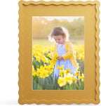 11x14 Picture Frame with Mat for 8x10, Wavy Edge Wooden Real Glass Photo Frame by THKRLOF